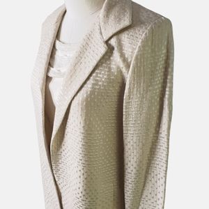 Luxury Wool Blend Jacquard 3-D Textured Bridal Career Events Open Blazer Jacket
